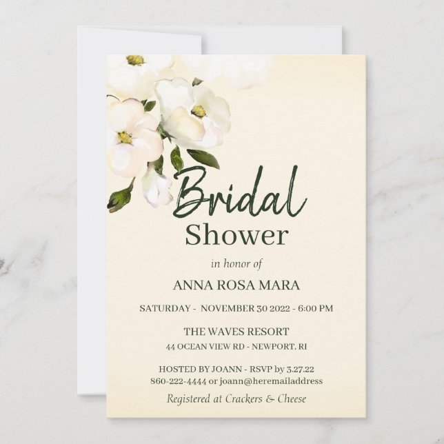 *~* Elegant Vit Beach Rosor-Möhippa Inbjudningar (Framsida)