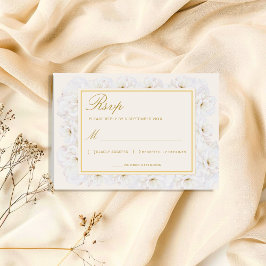 Elegant vit blom- Ivory med guldbård OSA Kort