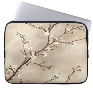 Elegant vit blom minimal gren laptop fodral