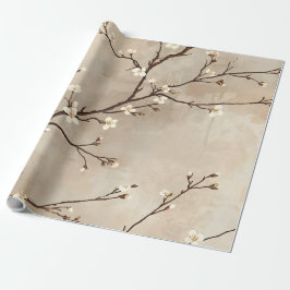 Elegant vit blom minimal gren presentpapper