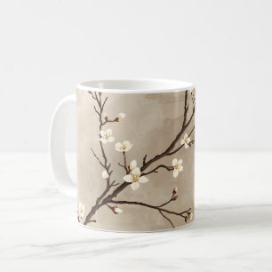 Elegant vit blom Minimalistisk gren Kaffemugg