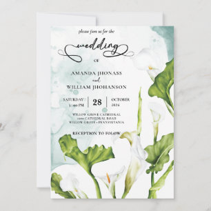 Elegant, vit blomkål, vattenfärg inbjudningar
