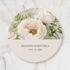 Elegant Vit blomma Bouquet vattenfärg Gåvor Etiketter