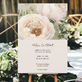 Elegant Vit blomma Bouquet vattenfärg Inbjudningar