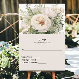 Elegant Vit blomma Bouquet vattenfärg OSA Kort