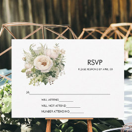 Elegant Vit blomma Bouquet vattenfärg OSA Kort
