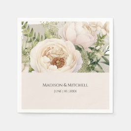 Elegant Vit blomma Bouquet vattenfärg Pappersservett