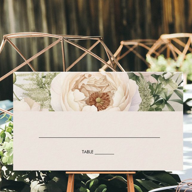 Elegant Vit blomma Bouquet vattenfärg Placeringskort (Skapare uppladdad)
