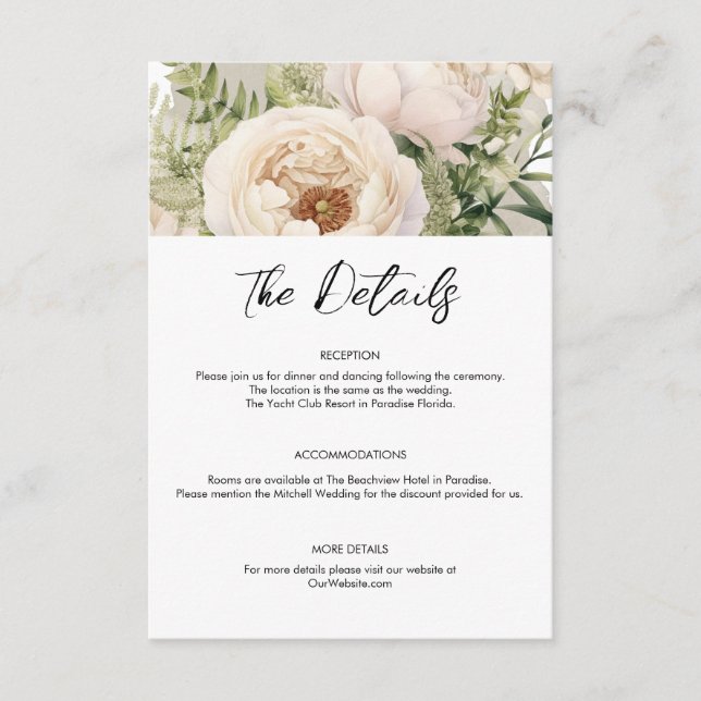 Elegant Vit blomma Bouquet vattenfärg Tilläggskort (Framsida)