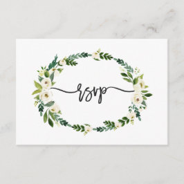 Elegant vit blommande blomster handstil RSVP OSA Kort