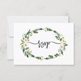 Elegant vit blommande blomster handstil RSVP OSA Kort