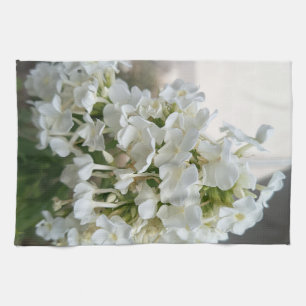 Elegant vit blommande blomsterköksduk kökshandduk