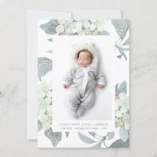 Elegant Vit Blommar Flower Photo Ram Birth Meddelande