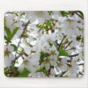 Elegant Vit Blommar Vit blommar träd Musmatta