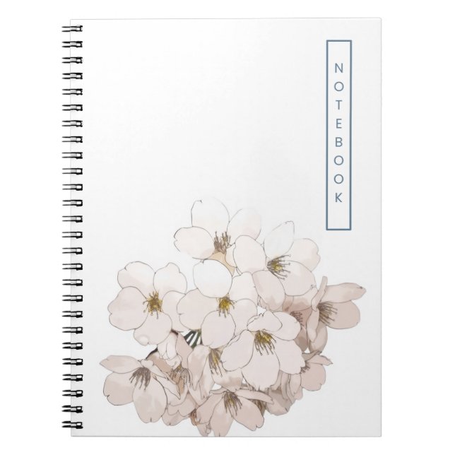 Elegant vit blommig akvarell  anteckningsbok (Framsidan)