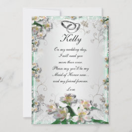 Elegant Vit Blommig Brudtärna Kort