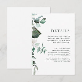 Elegant vit blommig gästinformationskort tilläggskort