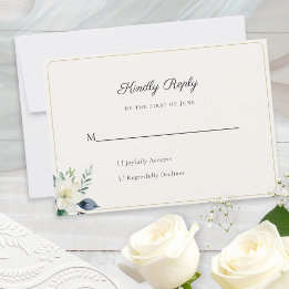 Elegant Vit Blommig Grönska QR-kod OSA Kort