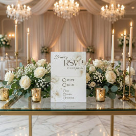 Elegant vit blommig svarskort för bröllop OSA kort