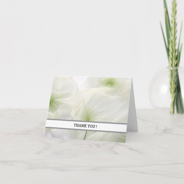 Elegant vit blommig tackkort | Anpassningsbar (Framsida)