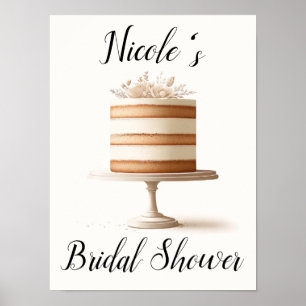 Elegant Vit Blommig Tårta Bageri Köks- Poster
