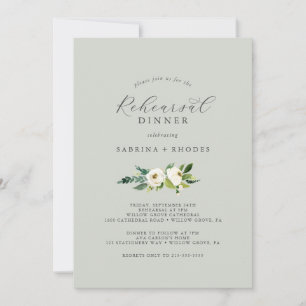 Elegant Vit Blommigt Återkallningsmiddag för skr Inbjudningar