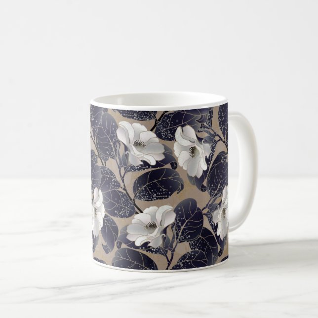Elegant Vit Blommigt Bloom Kaffemugg (Framsida höger)