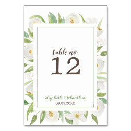 Elegant Vit Blommigt Brölloprecept för vattenfärgs Bordsnummer
