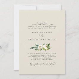 Elegant Vit Blommigt | Champagne Formal Bröllop Inbjudningar