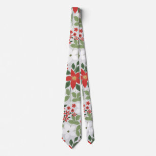 Elegant Vit Blommigt för vinter Slips