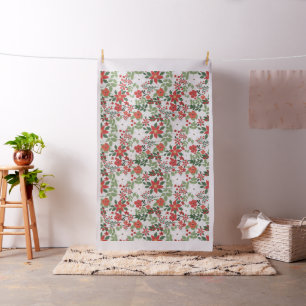Elegant Vit Blommigt för vinter Tyg