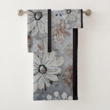 Elegant Vit Blommigt med Grått