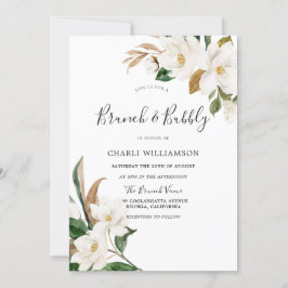 Elegant Vit Blommigt Möhippa Brunch & Bubly Inbjudningar