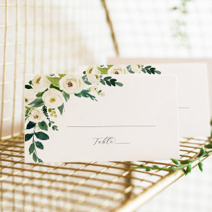 Elegant Vit Blommigt - platskort Bröllop Placeringskort