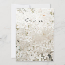 Elegant Vit Blommigt - platt tackkort Tack Kort