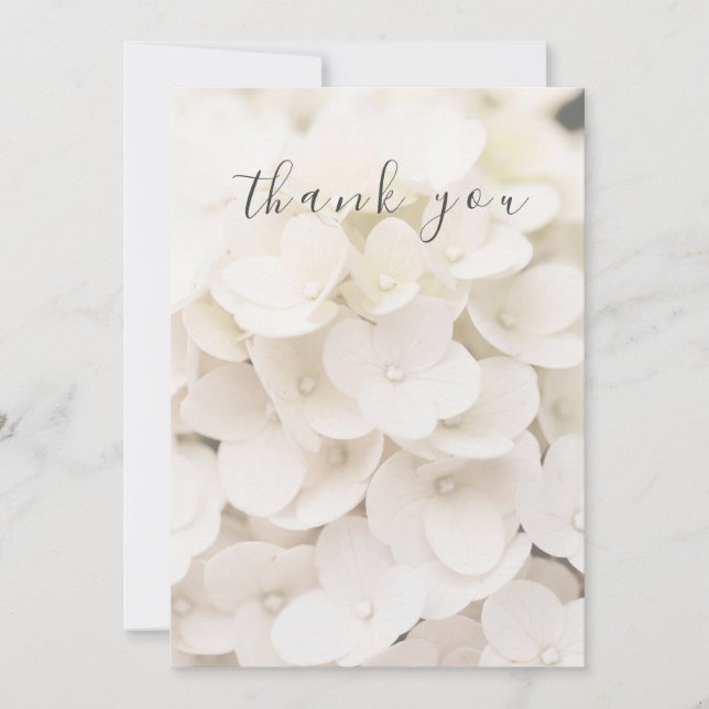 Elegant Vit Blommigt - platt tackkort Tack Kort (Framsida)