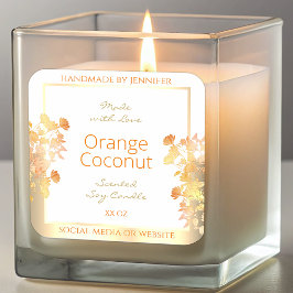 Elegant Vit Blommigt Produktförpackningsetiketter Fyrkantigt Klistermärke