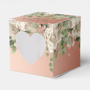 Elegant Vit Blommigt Quinceanera-favoritruta Presentaskar