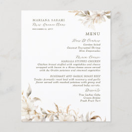 Elegant Vit Blommigt Quinceanera Food Drinks Menu