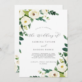 Elegant Vit Blommigt Schema över händelser Bröllop Inbjudningar