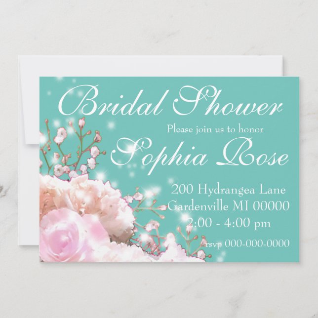 Elegant, vit blommigt, vattenfri möhippa inbjudningar (Framsida)