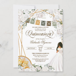 Elegant Vit Blommigt Western Charro Quinceanera Inbjudningar
