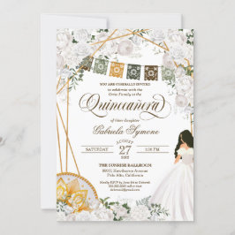 Elegant Vit Blommigt Western Charro Quinceanera Inbjudningar