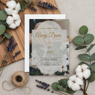 Elegant vit blomster boho bröllopsinbjudan inbjudningar