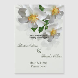 Elegant vit blomster botanisk vigsel magnetisk inbjudningskort