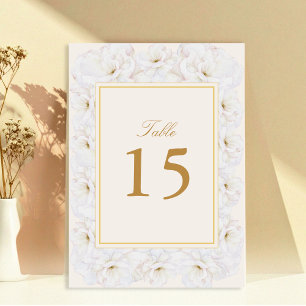 Elegant vit blomster elfenbensguld kant bord