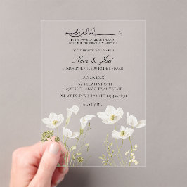 Elegant vit blomster islamsk Nikkah-inbjudan