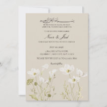 Elegant vit blomster islamsk Nikkah-inbjudan