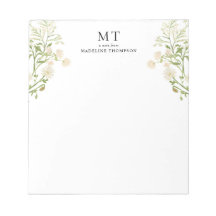 Elegant vit blomster- vildblomma klassisk monogram