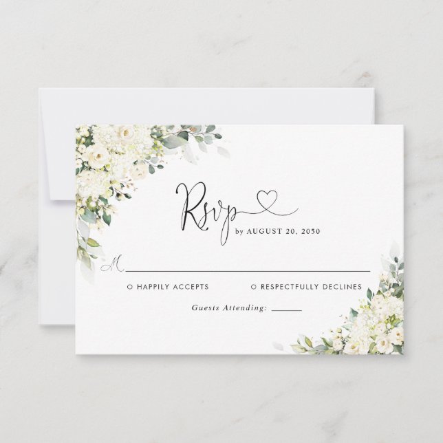 Elegant vit blomsterbröllop RSVP-kort OSA Kort (Framsida)
